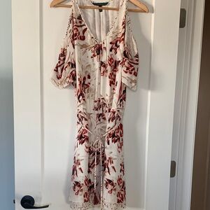 White House Black Market Red Floral Midi Dress